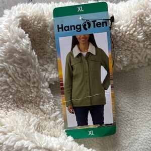 Hang Ten Olive Utility Jacket with Fleece Collar